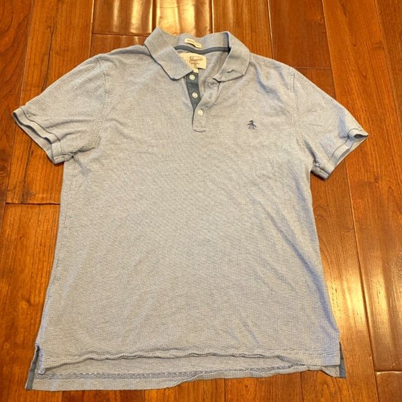 Penguin Men's Shirt Short Sleeve Gray Heritage Slim Fit Size M - Picture 1 of 8